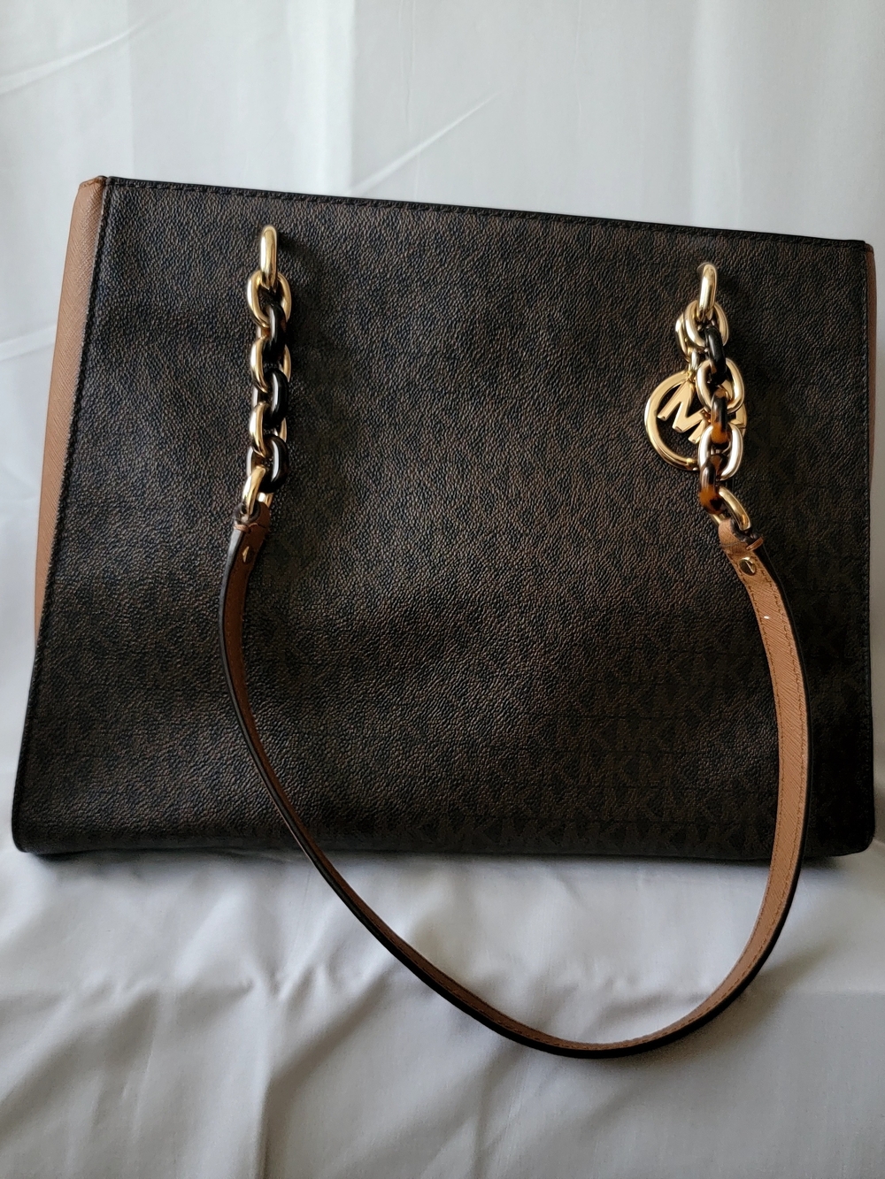 Michael Kors Dark Brown Signature Tote with Gold Accents